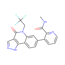 CNC(=O)c1ncccc1-c1ccc2c3[nH]ncc3c(=O)n(CC(F)(F)F)c2c1 ZINC000205522843