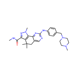CNC(=O)c1nn(C)c2c1C(C)(C)Cc1cnc(Nc3ccc(CN4CCN(C)CC4)cc3)nc1-2 ZINC000042201289