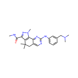 CNC(=O)c1nn(C)c2c1C(C)(C)Cc1cnc(Nc3cccc(CN(C)C)c3)nc1-2 ZINC000042201285