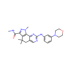 CNC(=O)c1nn(C)c2c1C(C)(C)Cc1cnc(Nc3cccc(N4CCOCC4)c3)nc1-2 ZINC000042201296