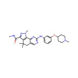 CNC(=O)c1nn(C)c2c1C(C)(C)Cc1cnc(Nc3cccc(OC4CCN(C)CC4)c3)nc1-2 ZINC000042201288