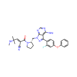 CNC(C)(C)/C=C(\C#N)C(=O)N1CCC[C@H]1Cn1nc(-c2ccc(Oc3ccccc3)cc2F)c2c(N)ncnc21 ZINC000149769221