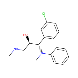 CNC[C@@H](O)[C@H](c1cccc(Cl)c1)N(C)c1ccccc1 ZINC000040876229