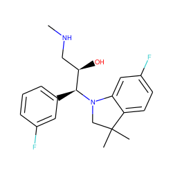 CNC[C@@H](O)[C@H](c1cccc(F)c1)N1CC(C)(C)c2ccc(F)cc21 ZINC000045375257