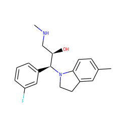 CNC[C@@H](O)[C@H](c1cccc(F)c1)N1CCc2cc(C)ccc21 ZINC000045358966