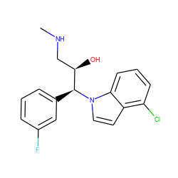 CNC[C@@H](O)[C@H](c1cccc(F)c1)n1ccc2c(Cl)cccc21 ZINC000045303311