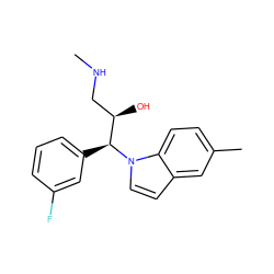 CNC[C@@H](O)[C@H](c1cccc(F)c1)n1ccc2cc(C)ccc21 ZINC000045285791