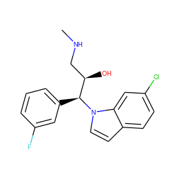 CNC[C@@H](O)[C@H](c1cccc(F)c1)n1ccc2ccc(Cl)cc21 ZINC000045299278