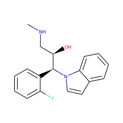 CNC[C@@H](O)[C@H](c1ccccc1F)n1ccc2ccccc21 ZINC000038236785