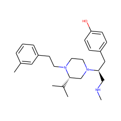 CNC[C@H](Cc1ccc(O)cc1)N1CCN(CCc2cccc(C)c2)[C@@H](C(C)C)C1 ZINC000045286324