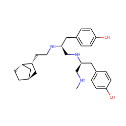 CNC[C@H](Cc1ccc(O)cc1)NC[C@H](Cc1ccc(O)cc1)NCC[C@@H]1C[C@H]2CC[C@H]1C2 ZINC000253676647