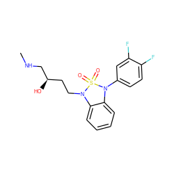 CNC[C@H](O)CCN1c2ccccc2N(c2ccc(F)c(F)c2)S1(=O)=O ZINC000049037395