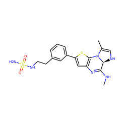 CNC1=Nc2cc(-c3cccc(CCNS(N)(=O)=O)c3)sc2N2C(C)=CN[C@@H]12 ZINC000101442079