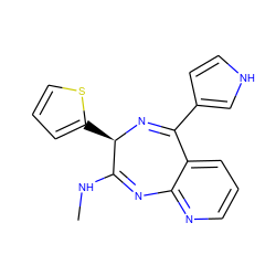 CNC1=Nc2ncccc2C(c2cc[nH]c2)=N[C@@H]1c1cccs1 ZINC000040981212