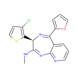 CNC1=Nc2ncccc2C(c2ccco2)=N[C@@H]1c1sccc1Cl ZINC000040402622