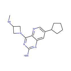 CNC1CN(c2nc(N)nc3cc(C4CCCC4)cnc23)C1 ZINC000096269536