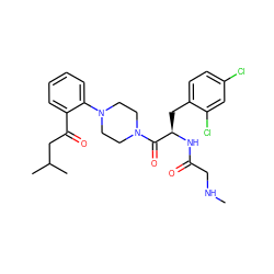 CNCC(=O)N[C@H](Cc1ccc(Cl)cc1Cl)C(=O)N1CCN(c2ccccc2C(=O)CC(C)C)CC1 ZINC000044417116