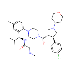 CNCC(=O)N[C@H](c1cc(C)ccc1N1CCN(C(=O)[C@@H]2CN(C3CCOCC3)C[C@H]2c2ccc(Cl)cc2)CC1)C(C)C ZINC000029130884