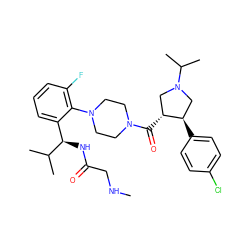 CNCC(=O)N[C@H](c1cccc(F)c1N1CCN(C(=O)[C@@H]2CN(C(C)C)C[C@H]2c2ccc(Cl)cc2)CC1)C(C)C ZINC000028960088