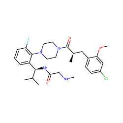 CNCC(=O)N[C@H](c1cccc(F)c1N1CCN(C(=O)[C@H](C)Cc2ccc(Cl)cc2OC)CC1)C(C)C ZINC000040395588