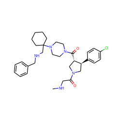 CNCC(=O)N1C[C@H](c2ccc(Cl)cc2)[C@@H](C(=O)N2CCN(C3(CNCc4ccccc4)CCCCC3)CC2)C1 ZINC000028953928