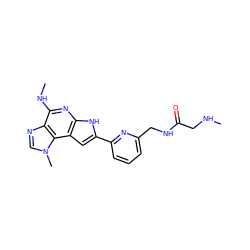 CNCC(=O)NCc1cccc(-c2cc3c(nc(NC)c4ncn(C)c43)[nH]2)n1 ZINC000073142079