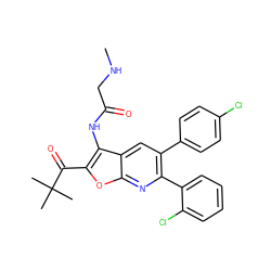 CNCC(=O)Nc1c(C(=O)C(C)(C)C)oc2nc(-c3ccccc3Cl)c(-c3ccc(Cl)cc3)cc12 ZINC000036414773