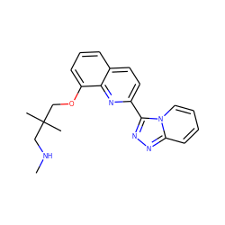 CNCC(C)(C)COc1cccc2ccc(-c3nnc4ccccn34)nc12 ZINC000096174975