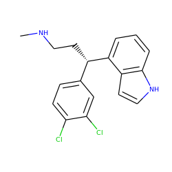 CNCC[C@@H](c1ccc(Cl)c(Cl)c1)c1cccc2[nH]ccc12 ZINC000040835272