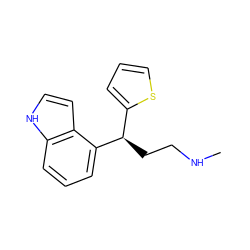 CNCC[C@H](c1cccs1)c1cccc2[nH]ccc12 ZINC000040896550