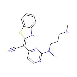 CNCCCN(C)c1nccc(/C(C#N)=C2\Nc3ccccc3S2)n1 ZINC000013647735