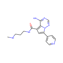 CNCCCNC(=O)c1cc(-c2ccncc2)n2ncnc(N)c12 ZINC000169704041