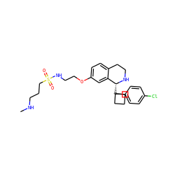 CNCCCS(=O)(=O)NCCOc1ccc2c(c1)[C@@H](C1(c3ccc(Cl)cc3)CCC1)NCC2 ZINC000117336918