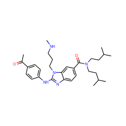 CNCCCn1c(Nc2ccc(C(C)=O)cc2)nc2ccc(C(=O)N(CCC(C)C)CCC(C)C)cc21 ZINC000028823372