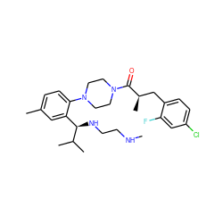 CNCCN[C@H](c1cc(C)ccc1N1CCN(C(=O)[C@H](C)Cc2ccc(Cl)cc2F)CC1)C(C)C ZINC000028867146