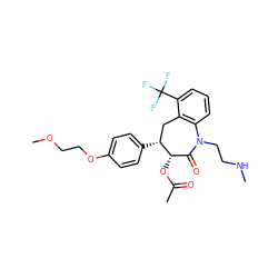 CNCCN1C(=O)[C@H](OC(C)=O)[C@H](c2ccc(OCCOC)cc2)Cc2c1cccc2C(F)(F)F ZINC000027869202