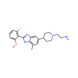 CNCCN1CCC(c2cc(C)c3[nH]c(-c4c(F)cccc4OC)nc3c2)CC1 ZINC000045284264