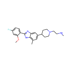 CNCCN1CCC(c2cc(C)c3[nH]c(-c4ccc(F)cc4OC)nc3c2)CC1 ZINC000045288480