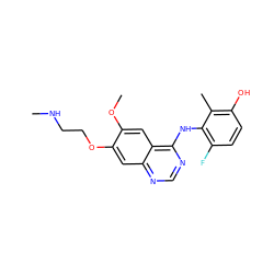 CNCCOc1cc2ncnc(Nc3c(F)ccc(O)c3C)c2cc1OC ZINC000653848301