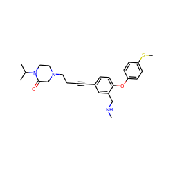 CNCc1cc(C#CCCN2CCN(C(C)C)C(=O)C2)ccc1Oc1ccc(SC)cc1 ZINC000028825166