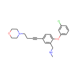 CNCc1cc(C#CCCN2CCOCC2)ccc1Oc1cccc(Cl)c1 ZINC000028825134