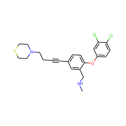 CNCc1cc(C#CCCN2CCSCC2)ccc1Oc1ccc(Cl)c(Cl)c1 ZINC000028825139