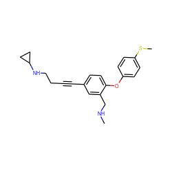 CNCc1cc(C#CCCNC2CC2)ccc1Oc1ccc(SC)cc1 ZINC000028825160