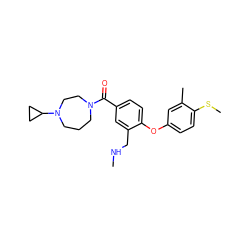 CNCc1cc(C(=O)N2CCCN(C3CC3)CC2)ccc1Oc1ccc(SC)c(C)c1 ZINC000029129266