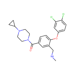 CNCc1cc(C(=O)N2CCN(C3CC3)CC2)ccc1Oc1ccc(Cl)c(Cl)c1 ZINC000029131172