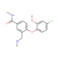 CNCc1cc(C(=O)NC)ccc1Oc1ccc(Cl)cc1OC ZINC000029129663