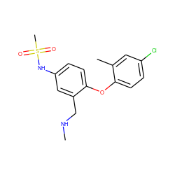 CNCc1cc(NS(C)(=O)=O)ccc1Oc1ccc(Cl)cc1C ZINC000029129397