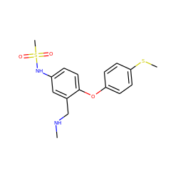 CNCc1cc(NS(C)(=O)=O)ccc1Oc1ccc(SC)cc1 ZINC000040950456