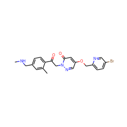 CNCc1ccc(C(=O)Cn2ncc(OCc3ccc(Br)cn3)cc2=O)c(C)c1 ZINC000169711476