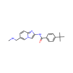 CNCc1ccc2nc(NC(=O)c3ccc(C(C)(C)C)cc3)cn2c1 ZINC000095560505